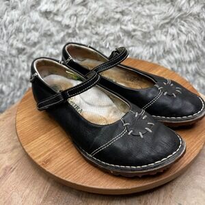 El Naturalista Black Leather Mary Jane Shoes Women's Hippie Size 37‎ 6.5 Boho